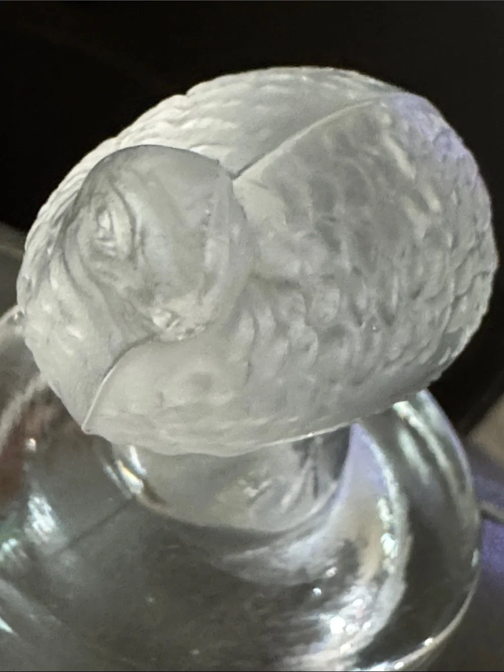 France style Crystal Quail Frosted and Clear Base Paperweight 2.5”tall